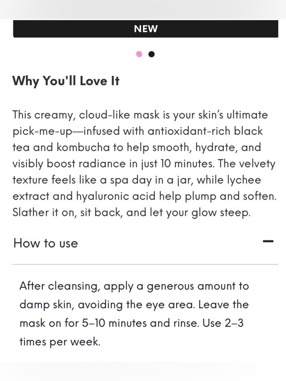Fresh Black Tea Instant Perfecting Mask Cream 3.3 oz NEW! FULL SIZE! $98 MSRP! - Picture 3 of 3
